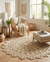 Woven Seaside Jute Collection Area Rug - Coastalhaven (Ivory) Round Ivory  lifestyle 31