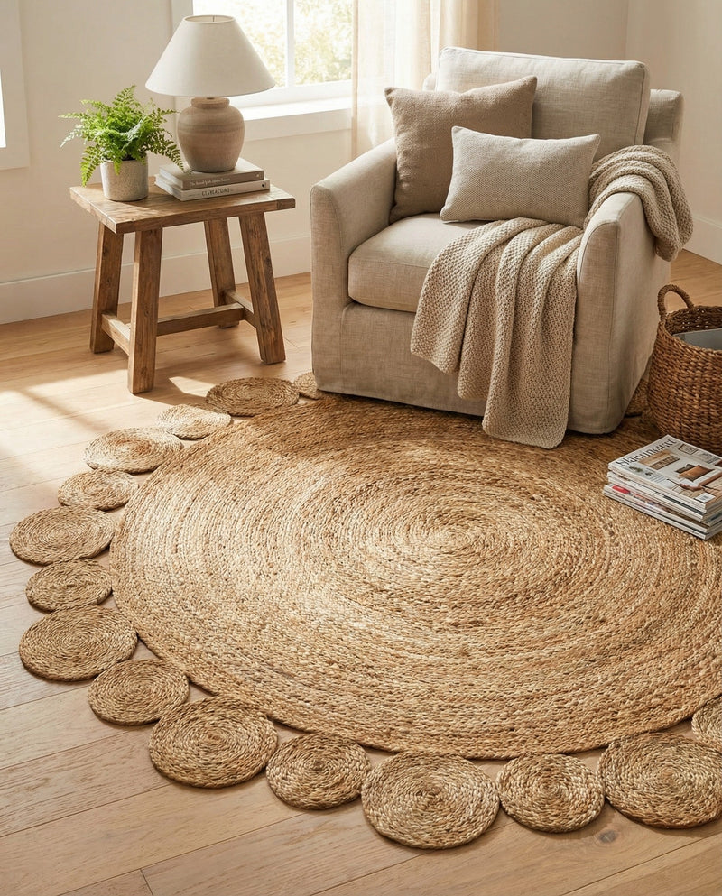 Woven Seaside Jute Collection Area Rug - Sienna Round Natural  lifestyle 52
