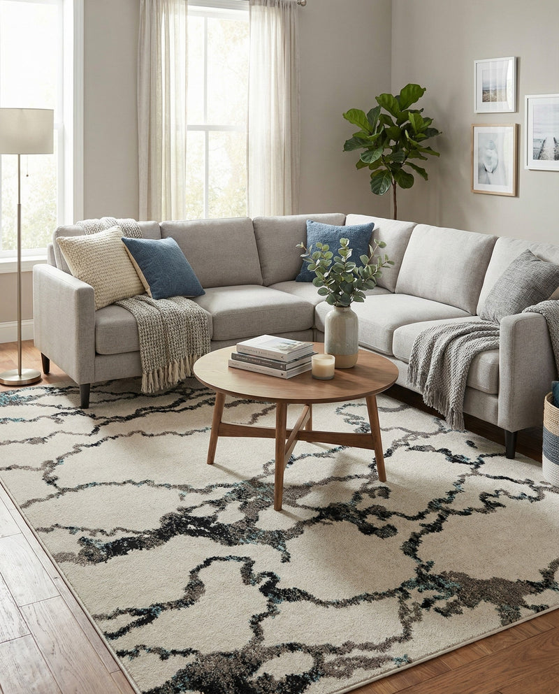 Brighton Terrace Collection Area Rug -  Aldrington Rectangle Ivory  lifestyle 34