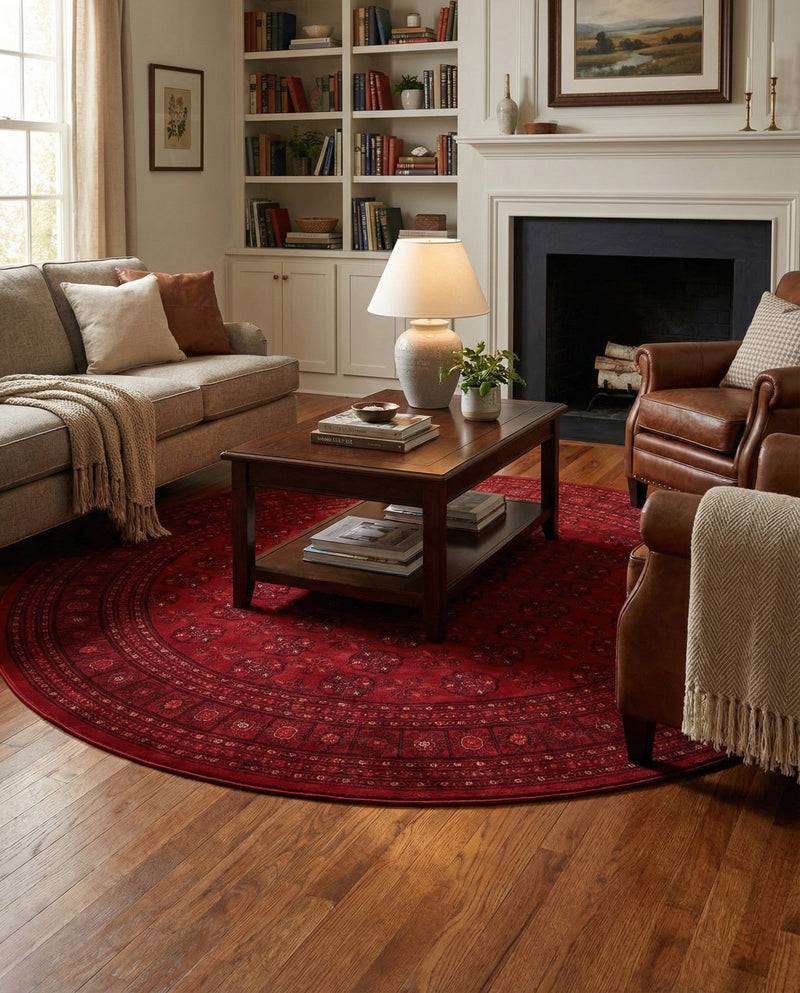 Samarkand Elegance Collection Area Rug -  Konye-Urgench Round Red  lifestyle 62