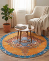 Heritage Elegance Collection Area Rug -  Winterthur (Orange) Round Orange  lifestyle 70
