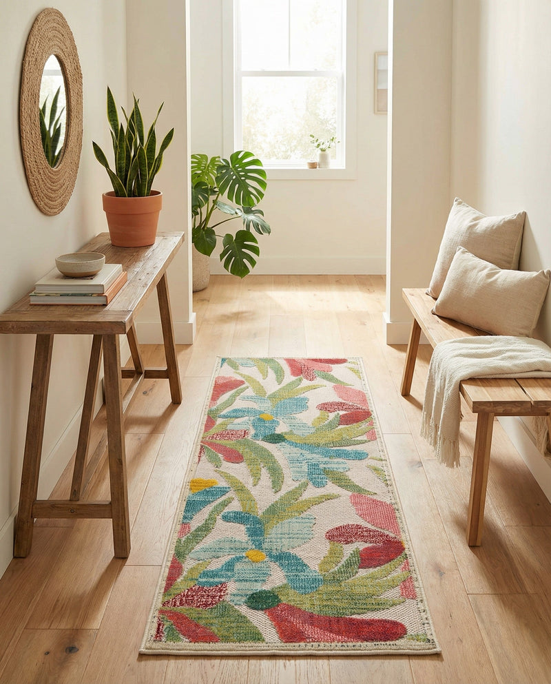 Outdoor Marrakesh Collection Area Rug -  Midelt Runner Multi  lifestyle 67
