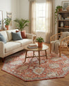 Seville Stripes Collection Area Rug -  Cordoba (Brick Red) Octagon Brick Red  lifestyle 74