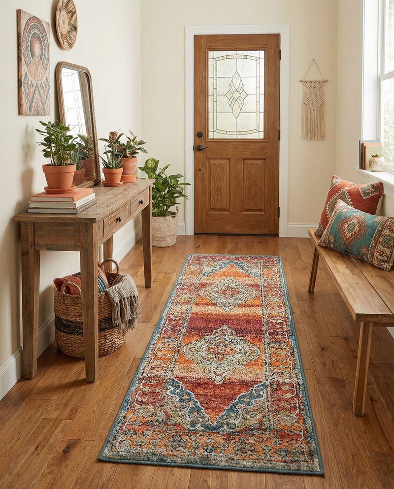 Savannah Soiree Collection Area Rug - Serengeti (Rust Red) Runner Rust Red  lifestyle 68