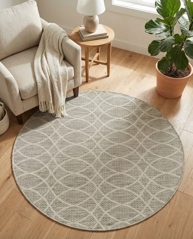 Savannah Pergola Collection Area Rug -  Pavilion (Light Gray) Round Light Gray  lifestyle 21