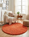Plush Oasis Collection Area Rug - Serenity (Tiger Orange) Round Tiger Orange  lifestyle 37
