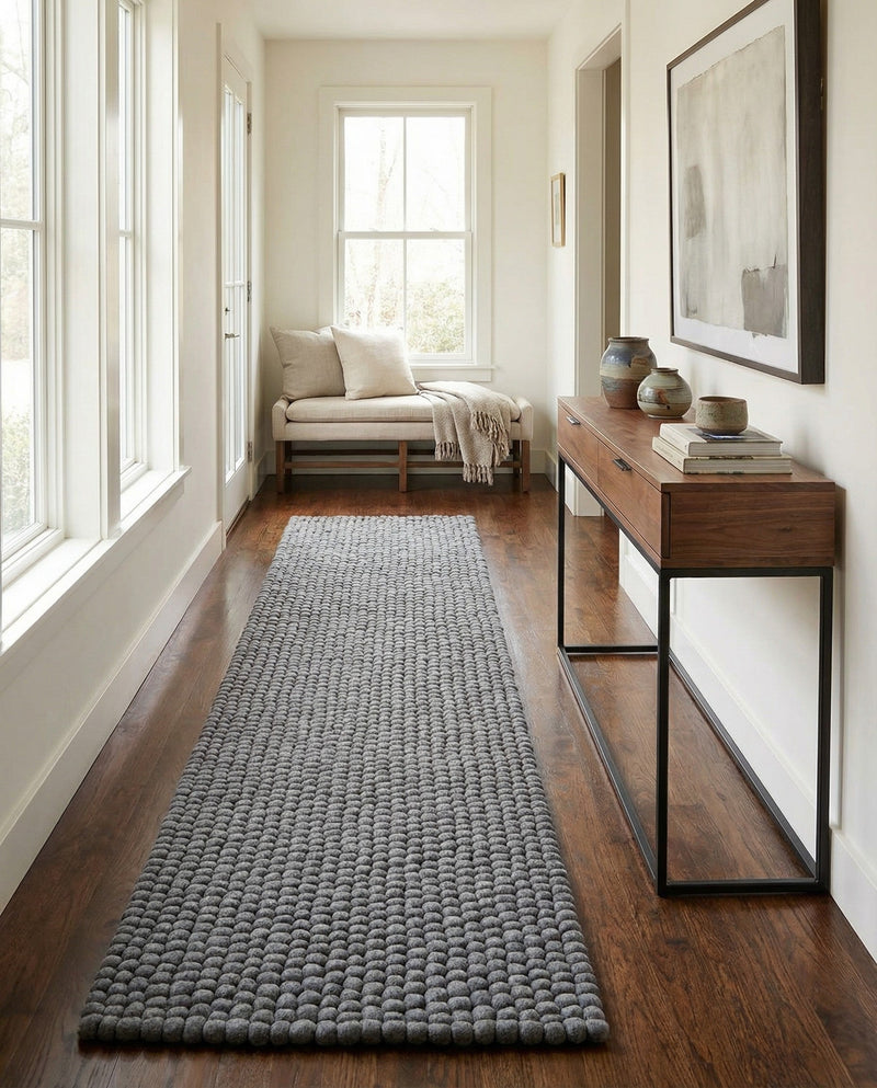 Woolen Sphere Collection Area Rug - Orbsburg (Gray) Runner Gray  lifestyle 25