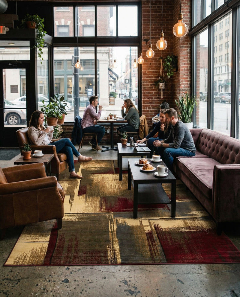 Bistro Lounge Collection Area Rug -  Doppio Rectangle Multi  lifestyle 7
