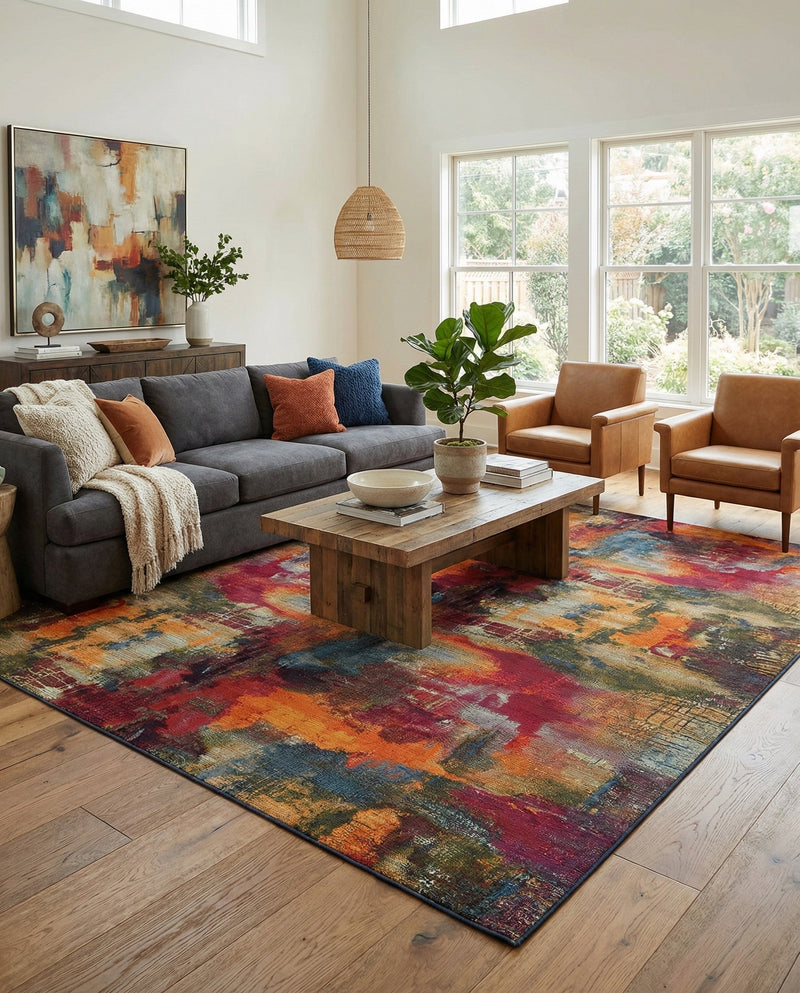 Urban Terrace Collection Area Rug -  Atrium Rectangle Multi  lifestyle 52