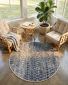 Aegean Elegance Collection Area Rug -  Santorini Round Gray  lifestyle 30