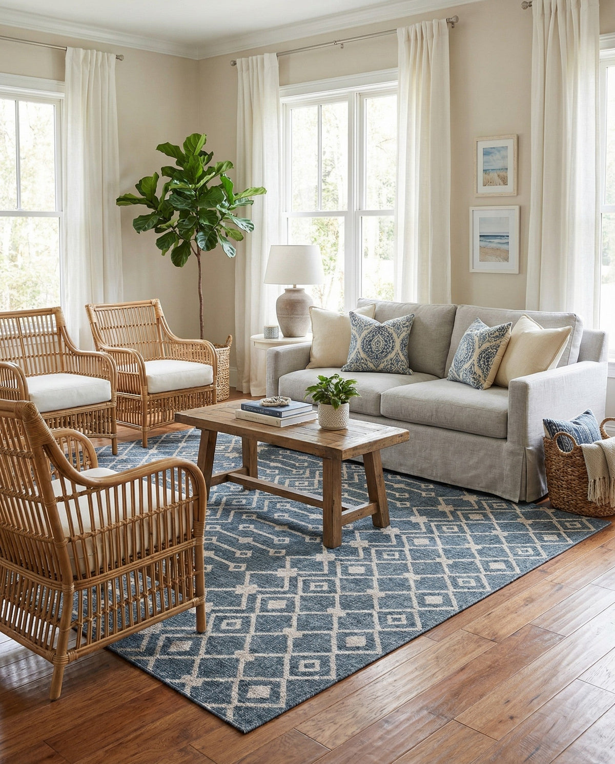 Geo Garden Lattice Collection Area Rug -  Andalusia Rectangle Harbor Blue  lifestyle 59