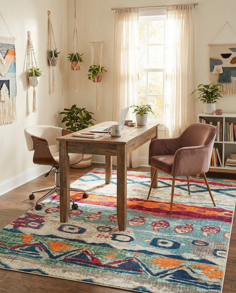 Colorburst Oasis Collection Area Rug -  Lagoon Rectangle Multi  lifestyle 23