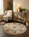 Versailles Elegance Collection Area Rug -  Louveciennes (Light Blue) Round Light Blue  lifestyle 75