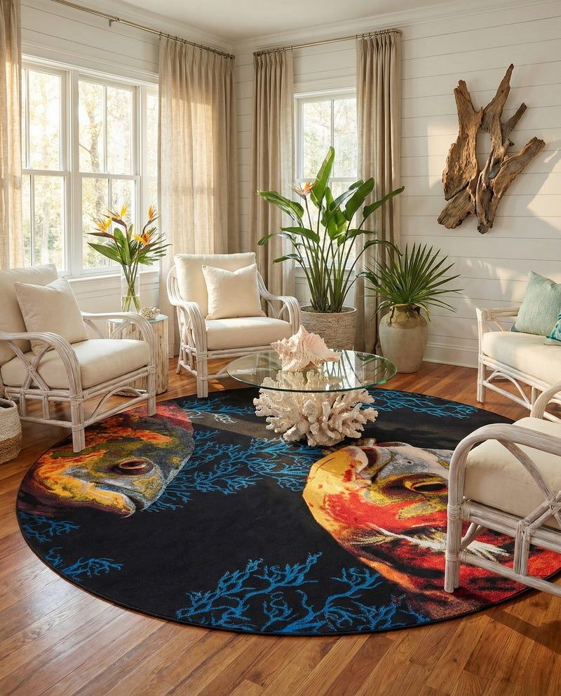 Seaside Haven Rugs Collection Area Rug -  Harbor Round Multi  lifestyle 56