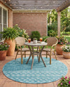 Garden Lattice Charm Collection Area Rug -  Pergola (Aqua) Round Aqua  lifestyle 56