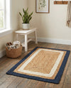 Woven Seaside Jute Collection Area Rug - Nantucket Rectangle Navy Blue White Natural  lifestyle 11