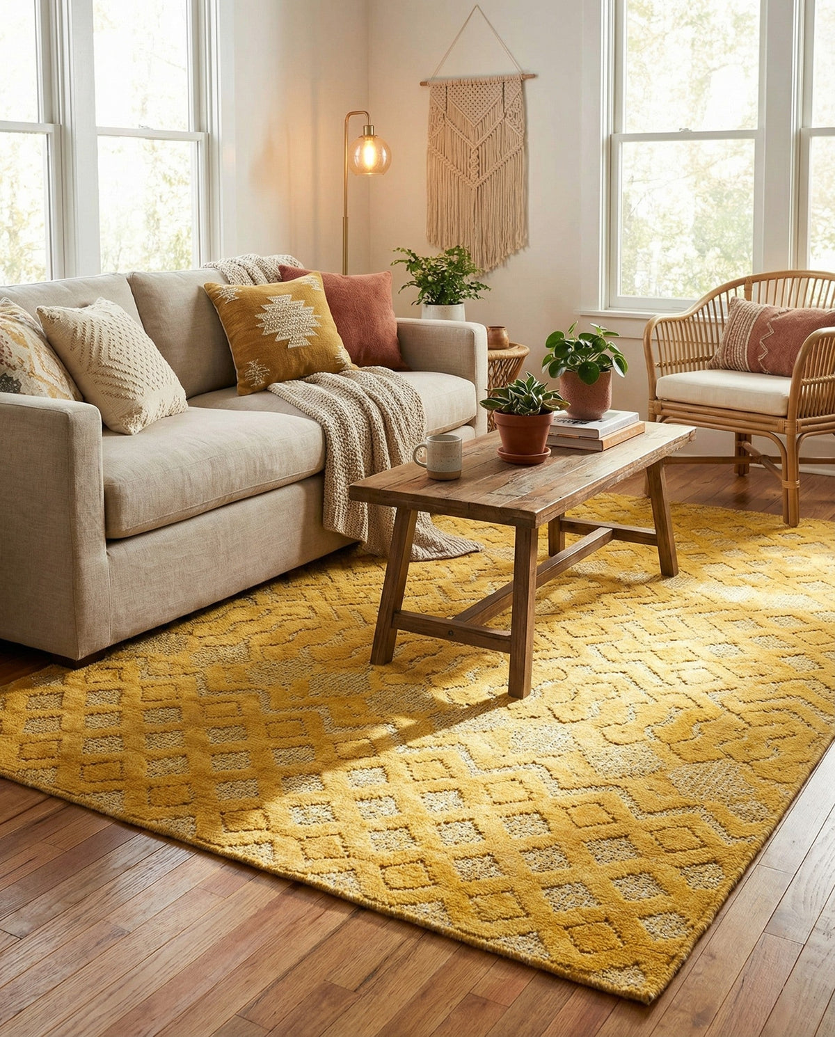 Garden Lattice Charm Collection Area Rug -  Pergola (Yellow) Rectangle Yellow  lifestyle 10