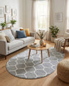 Trellis Mosaic Collection Area Rug -  Pergolatown (Light Gray) Oval Light Gray  lifestyle 45