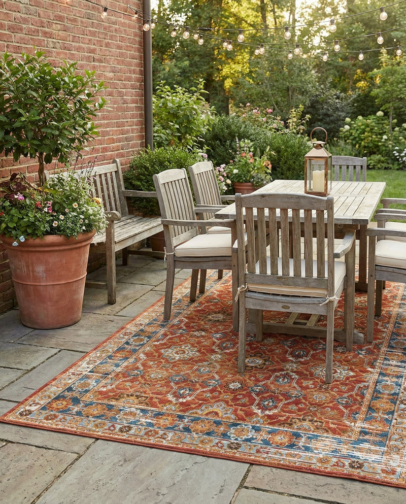 Patio Heritage Collection Area Rug -  Eden Rectangle Antique Red  lifestyle 18