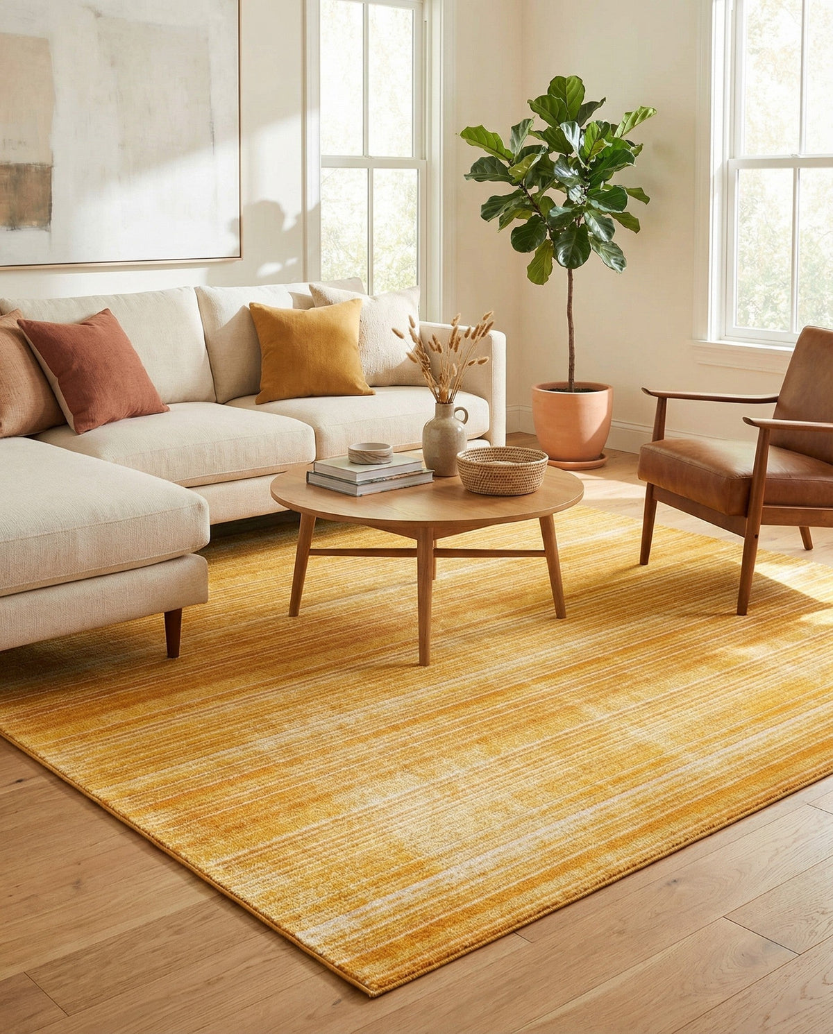 Jewel Oasis Collection Area Rug - Sapphire (Yellow) Square Yellow  lifestyle 27