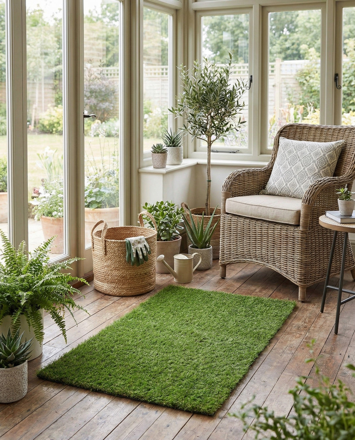 Meadow Retreat Collection Area Rug - Glen Rectangle Green  lifestyle 14