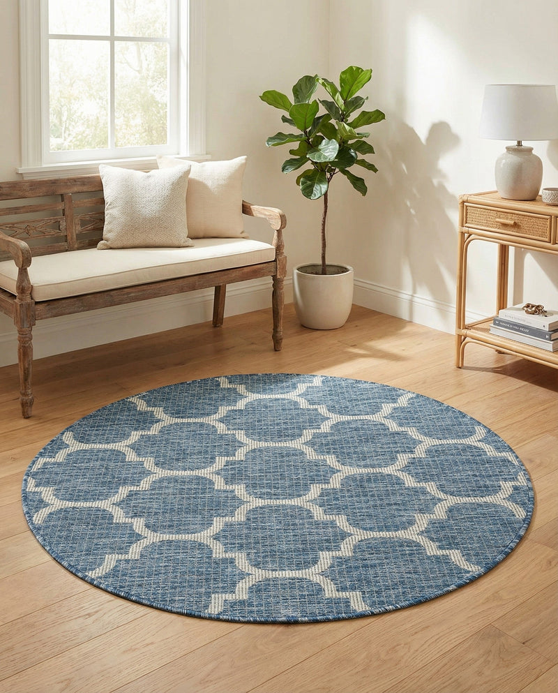 Savannah Pergola Collection Area Rug - Arbor (Navy Blue) Round Navy Blue  lifestyle 88