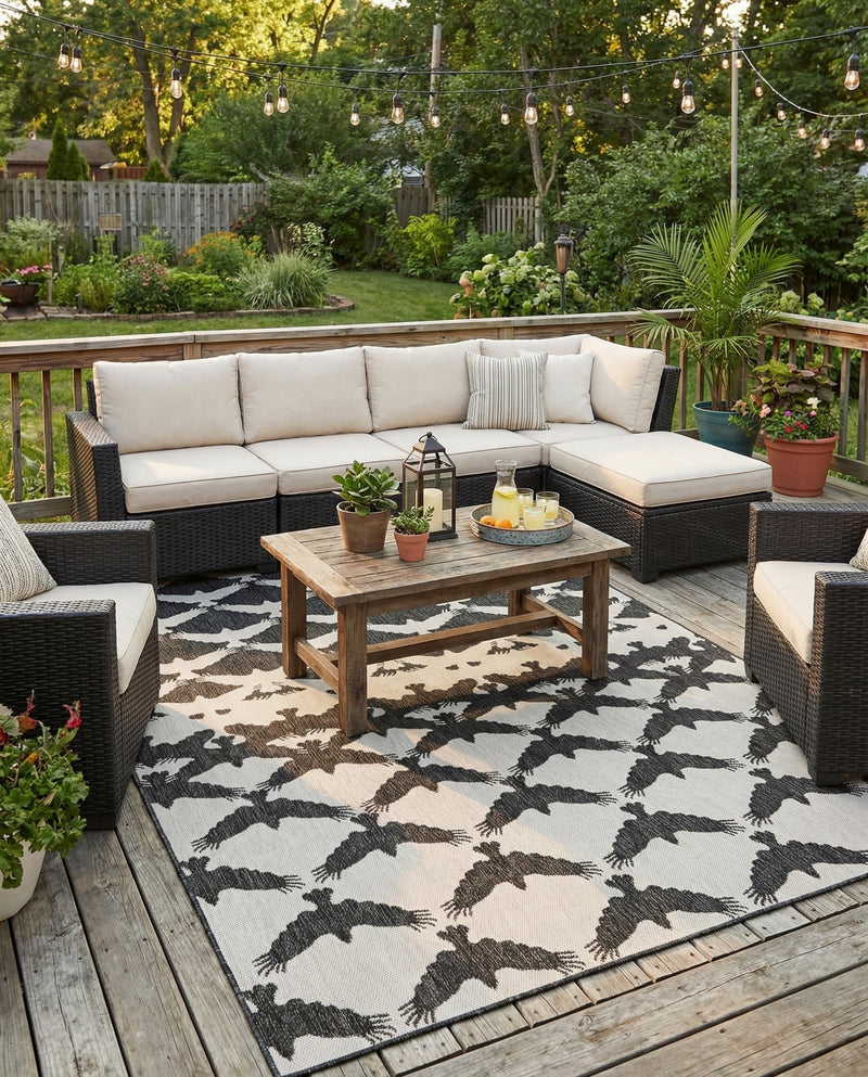 Urban Terrace Collection Area Rug -  Gramercy Rectangle Black and White  lifestyle 4
