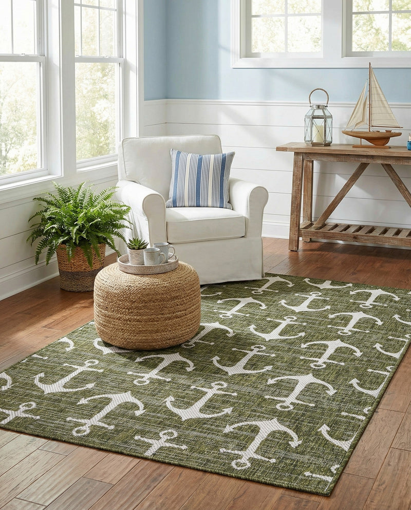 Seaside Haven Rugs Collection Area Rug - Sapphire (Green) Rectangle Green  lifestyle 14