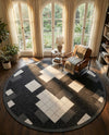 Urban Terrace Collection Area Rug -  Williamsburg Round Black and White  lifestyle 74