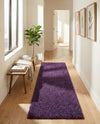 Solid Shag Seaside Collection Area Rug - Azure Cove (Violet) Runner Violet  lifestyle 50