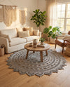 Woven Seaside Jute Collection Area Rug - Coastalhaven (Gray) Round Gray  lifestyle 34