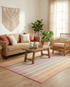 Seaside Stripes Collection Area Rug -  Coral Rectangle Pink and Lavender  lifestyle 51