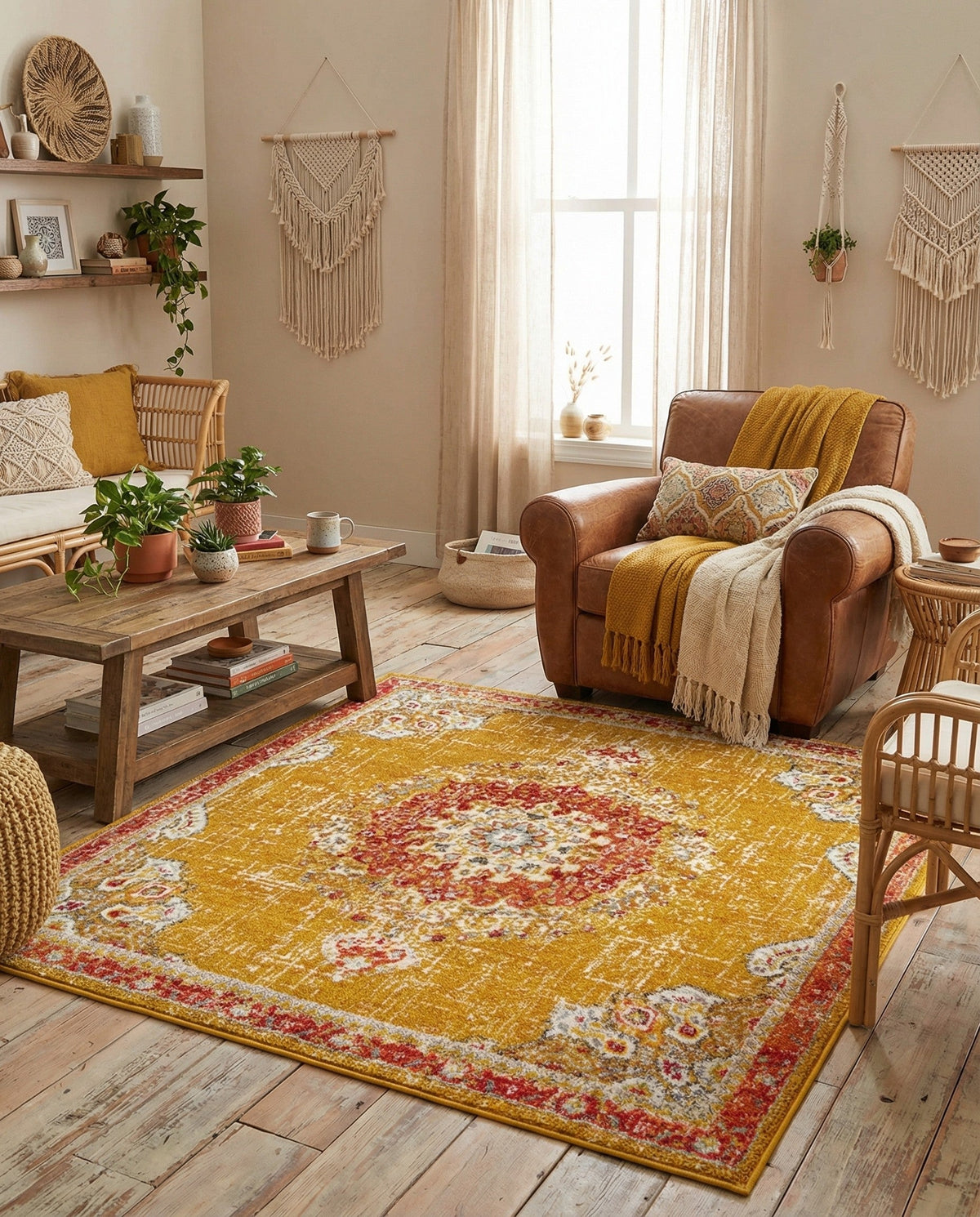 Brighton Terrace Collection Area Rug - Hove (Gold) Square Gold  lifestyle 87