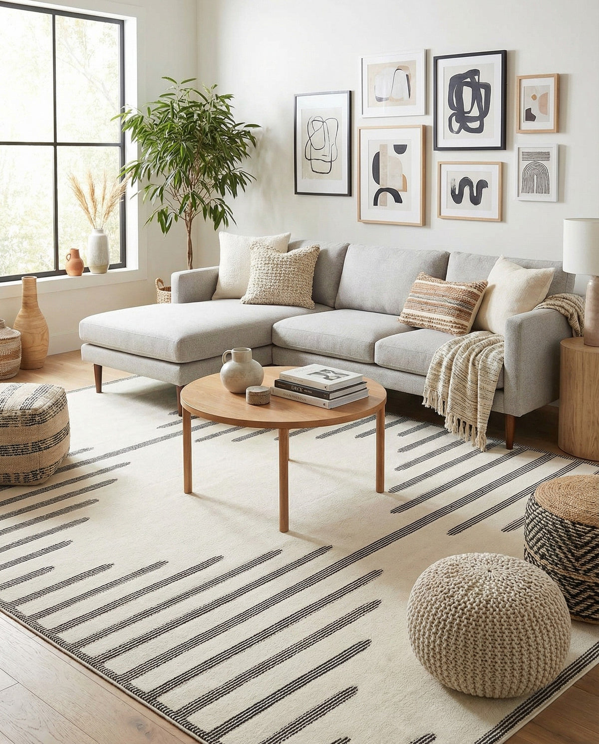 Monochrome Collection Area Rug -  Ash Rectangle Ivory White  lifestyle 19