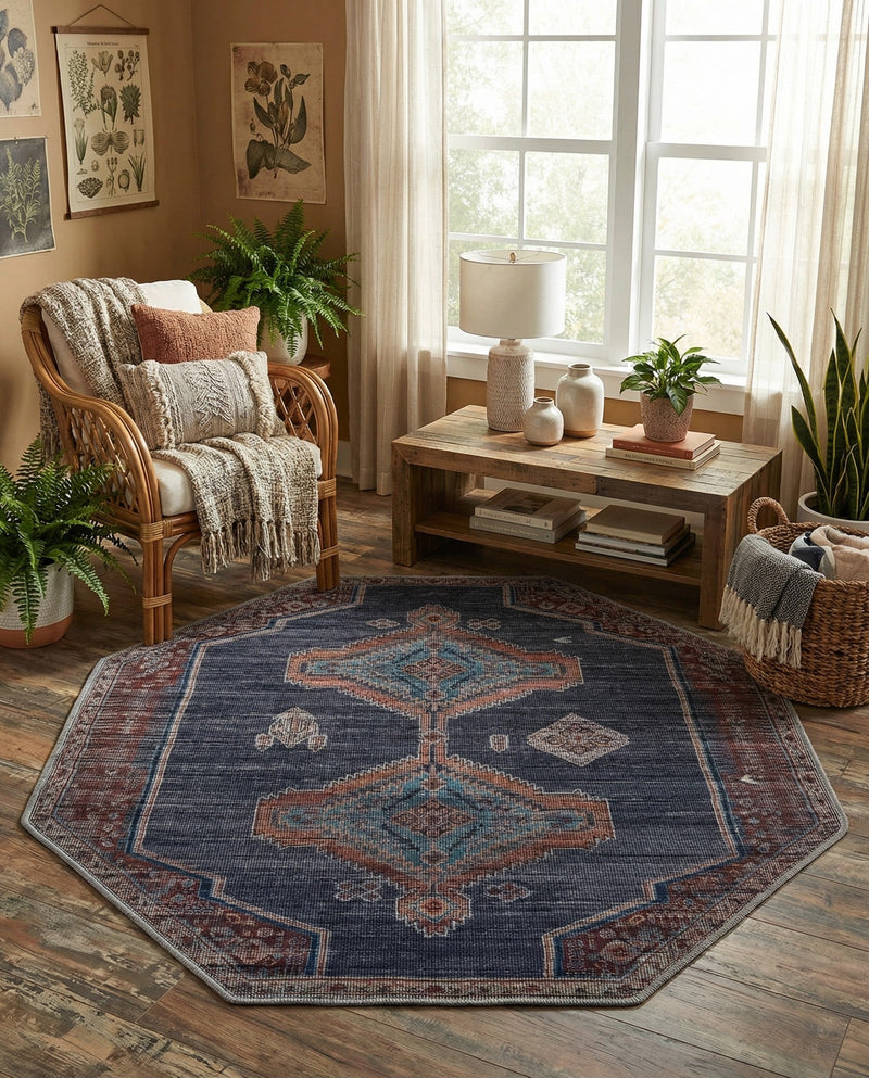 Rovaniemi Collection Area Rug - Lapland Octagon Charcoal and Gray  lifestyle 79