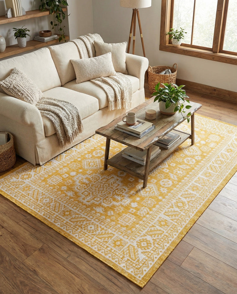 Tribal Terrace Treasures Collection Area Rug -  Incan Isle (Yellow) Rectangle Yellow  lifestyle 12