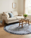 Heritage Elegance Collection Area Rug -  Winterthur (Blue Gray) Round Blue Gray  lifestyle 30