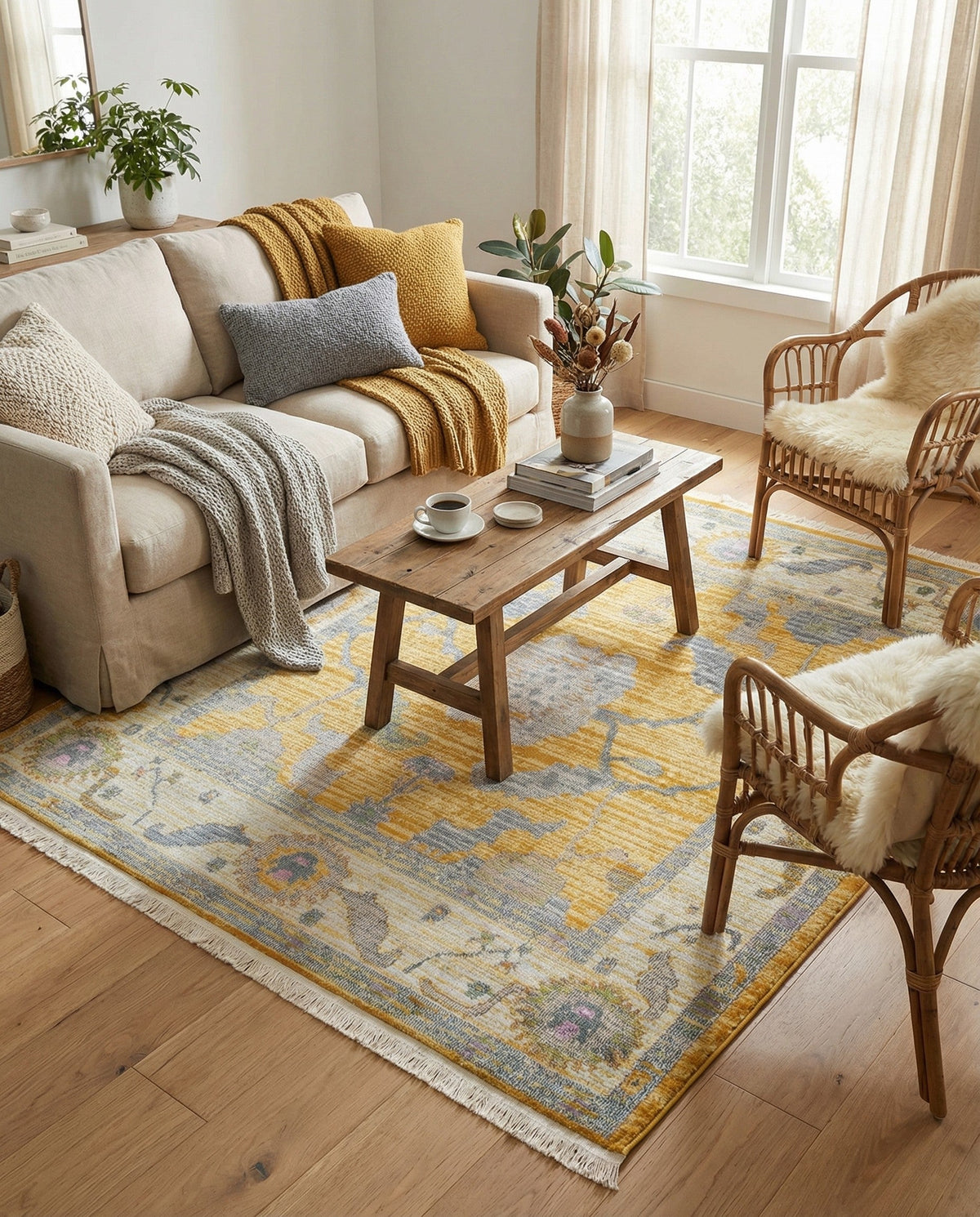 Arcadia Rugs Collection Area Rug - Eden (Yellow) Square Yellow  lifestyle 81