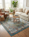 Savannah Soiree Collection Area Rug - Serengeti (Blue) Square Blue  lifestyle 32
