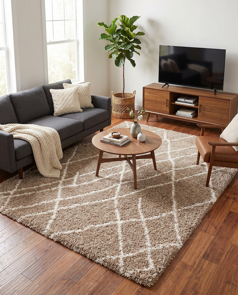 Cozy Haven Shag Collection Area Rug - Serenity (Khaki) Rectangle Khaki  lifestyle 22
