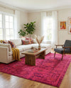 Chateau Elegance Collection Area Rug -  Louvre Rectangle Magenta  lifestyle 64