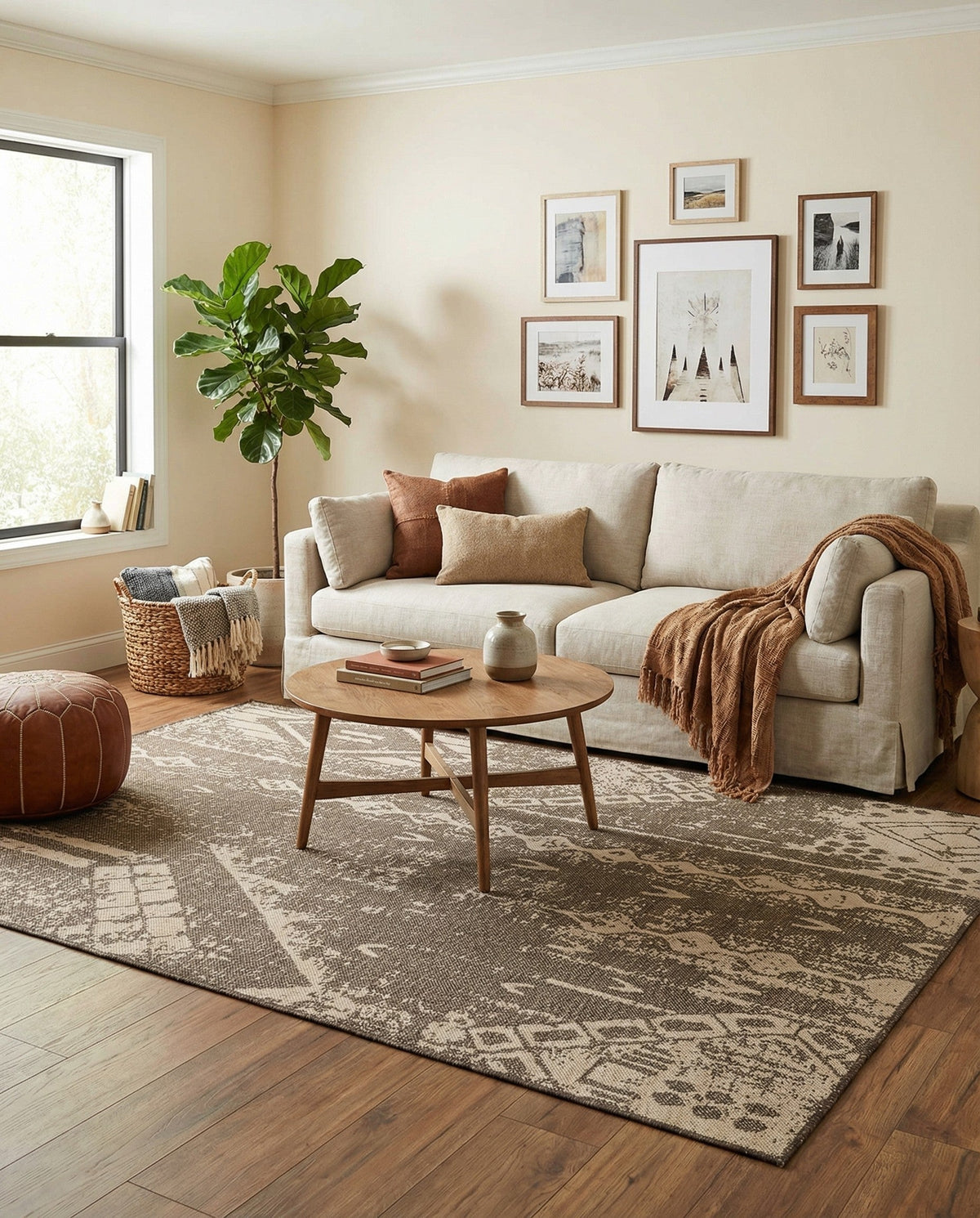 Sahara Sands Collection Area Rug -  Berenice Rectangle Natural and Brown  lifestyle 14