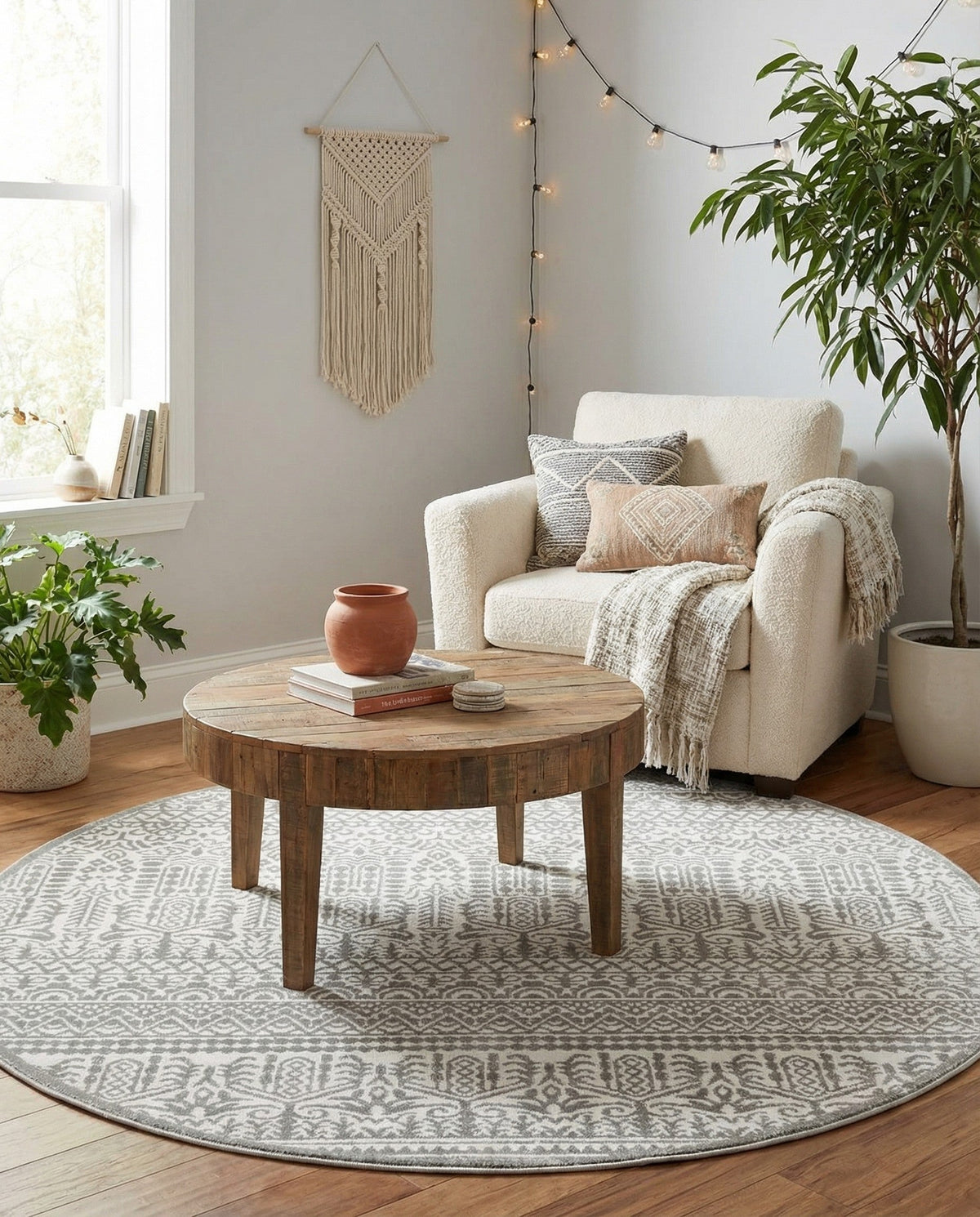 Metro Heights Collection Area Rug -  Chelsea Round Gray  lifestyle 124