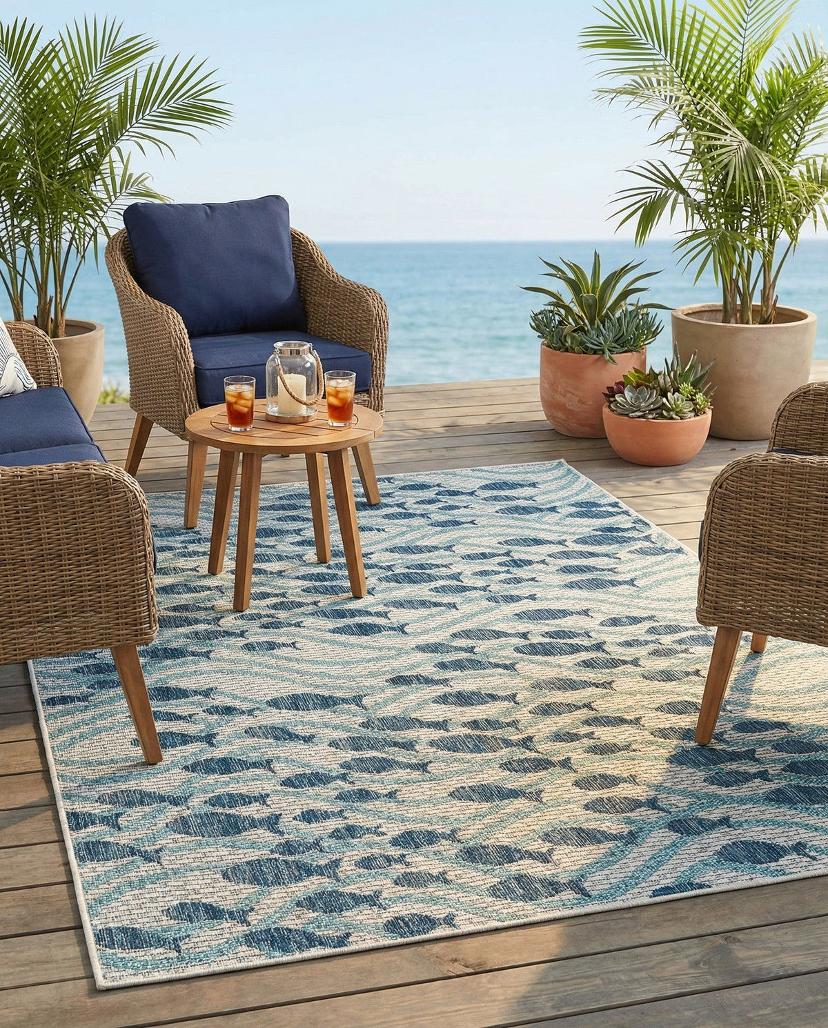 Seaside Haven Rugs Collection Area Rug -  Harbor Rectangle Blue  lifestyle 26