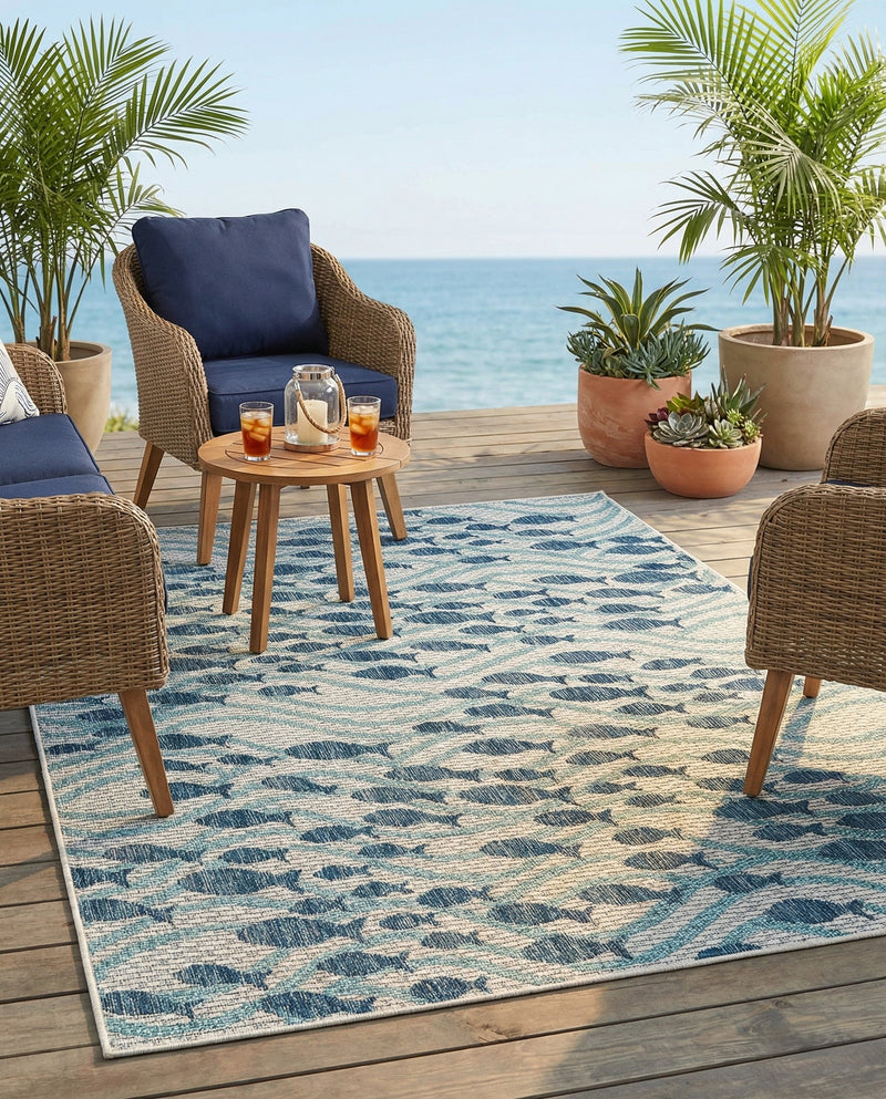 Seaside Haven Rugs Collection Area Rug -  Harbor Rectangle Blue  lifestyle 26
