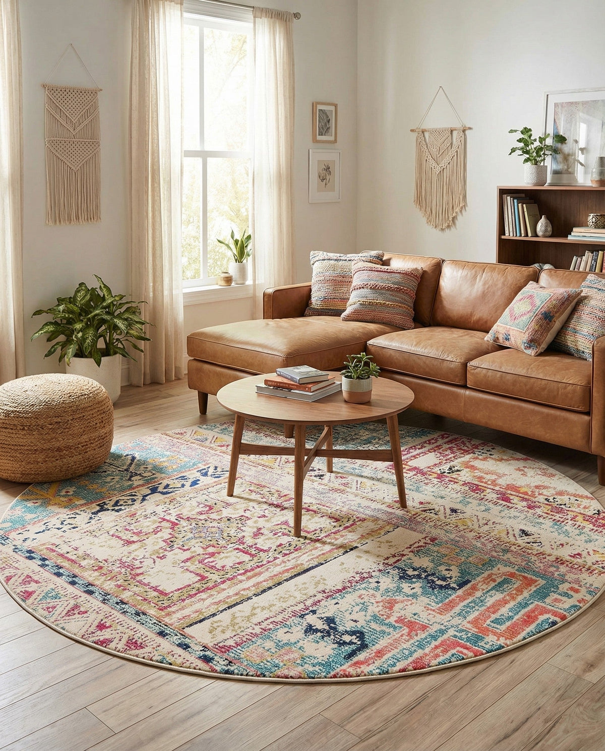 Sierra Collection Area Rug -  Tahoe Round Multi  lifestyle 46