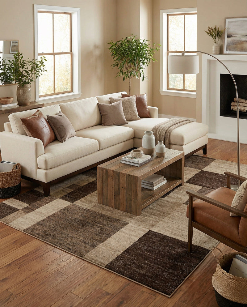 Autumn Meadow Collection Area Rug -  Sycamoreside (Light Brown) Rectangle Light Brown  lifestyle 9