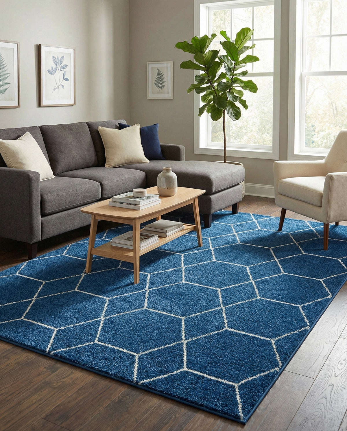 Trellis Mosaic Collection Area Rug - Arborville (Navy Blue) Rectangle Navy Blue  lifestyle 4