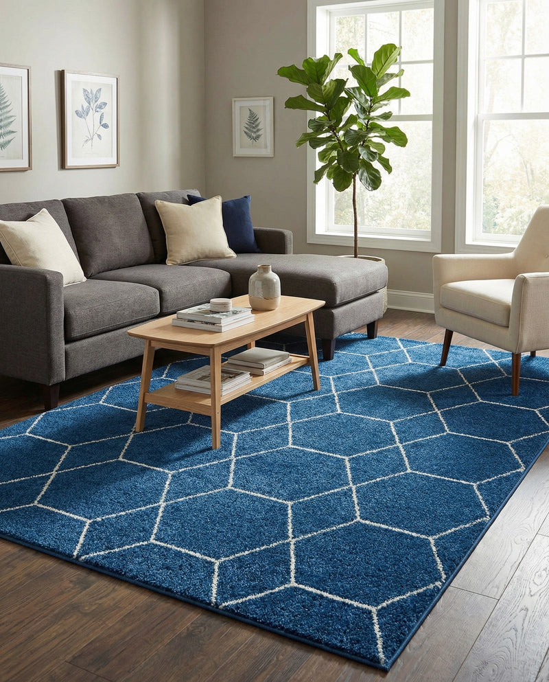 Trellis Mosaic Collection Area Rug - Arborville (Navy Blue) Rectangle Navy Blue  lifestyle 4