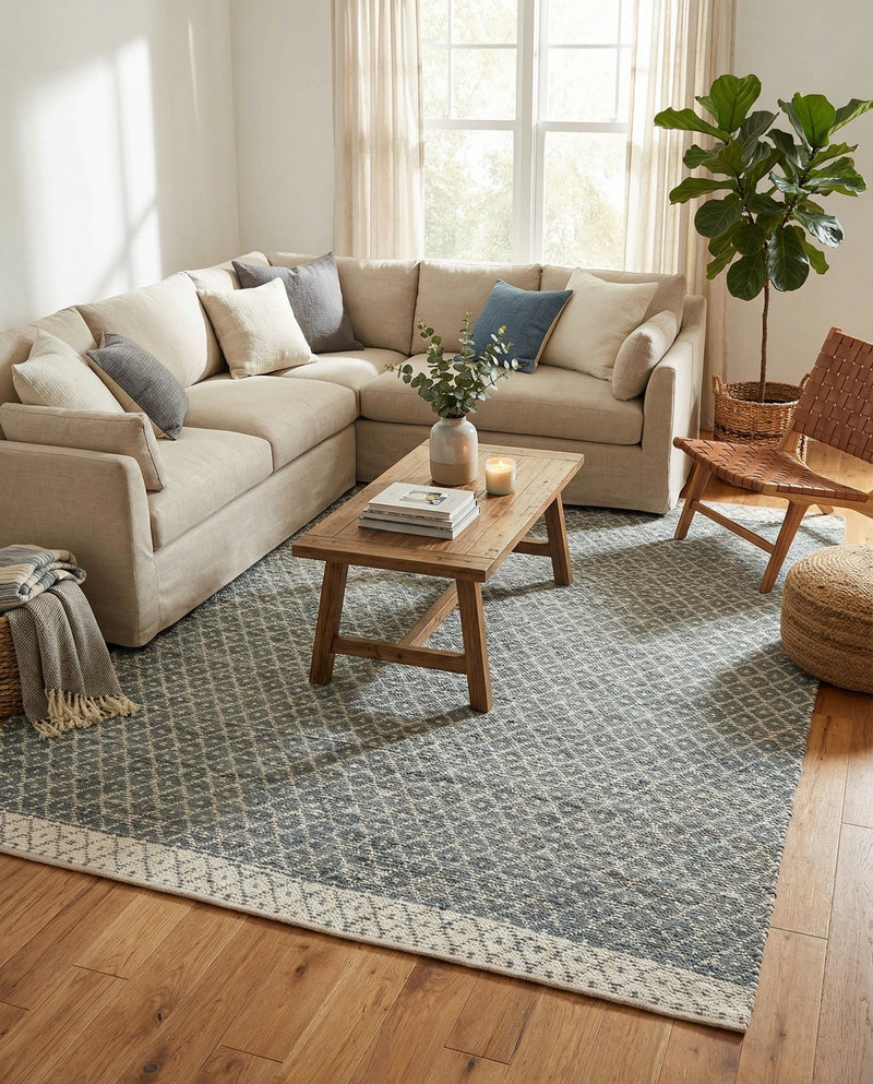 Tulum Trellis Collection Area Rug - Shoreline Rectangle Gray  lifestyle 27